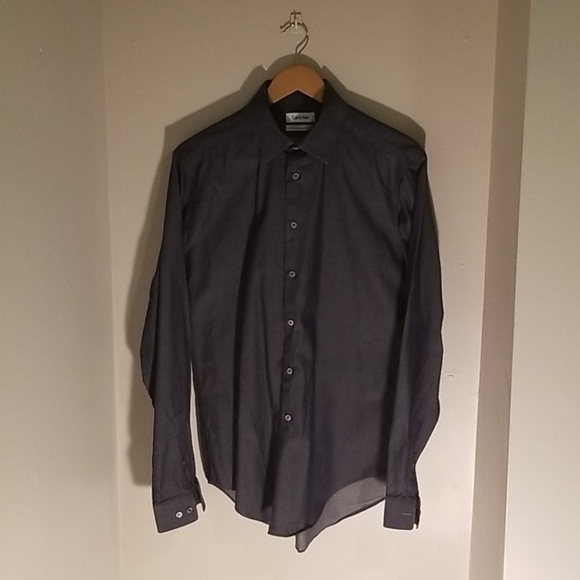 Calvin Klein Navy Stripe Dress Shirt - Picture 2 of 6